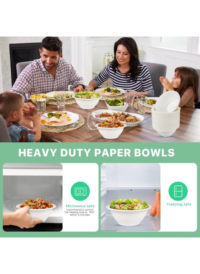 Bukela Disposable Paper Bowls, 8 oz, 100 Pack, Heavy Duty, Sugarcane Fiber, Eco-Friendly, Biodegradable, Microwave Safe, for Hot or Cold Food, Ice Cream, Fruits, Salad - Image 4